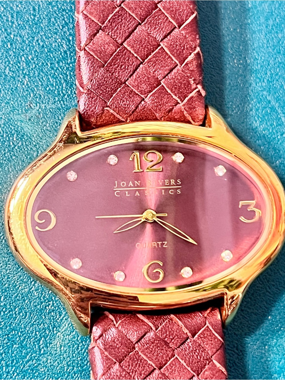 Joan Rivers Vintage 1990’s Women's Burgundy Quartz Watch new battery, working